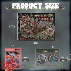 12Pc Big Size Scene Sticker Books DIY Gothic House Horror Adults