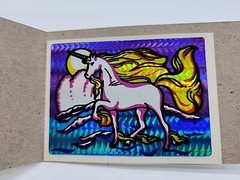 Vintage 80’s Decal Specialties BJ Prism Ocean Waves Unicorn Vending Sticker