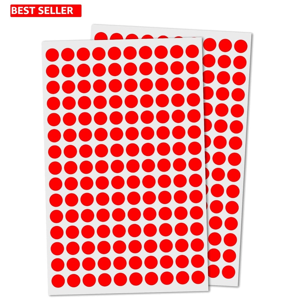 Bulk 3000 Pack of Red Round Dot Stickers – 0.375″ Labels for Easy Organization