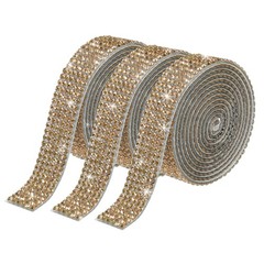 3 Roll 1 Yard 8mm Crystal Rhinestone Diamond Yellow Luminous Ribbon
