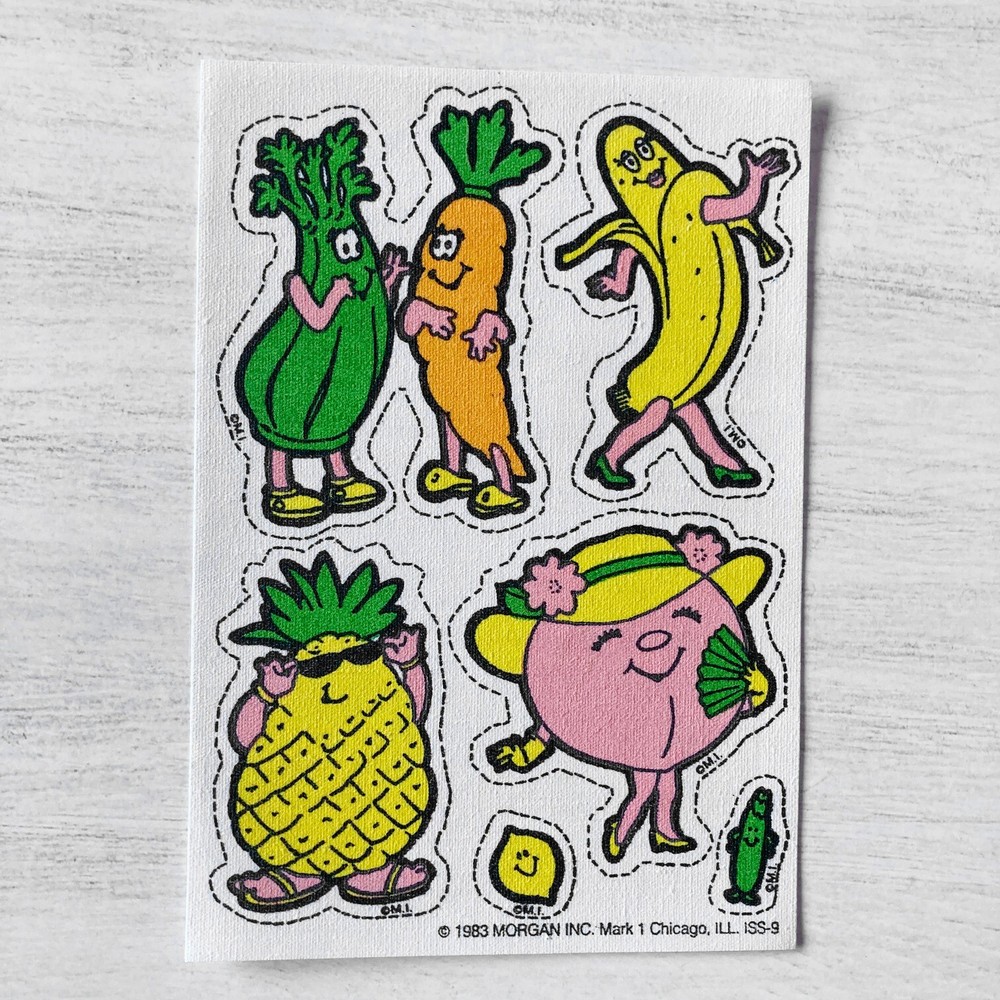 Vintage Mark 1 Scratch N Sniff 80s Iron-On Patch, Veggies Fruity Pineapple Scent