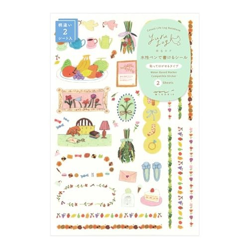 Midori Stickers Yuru Log My Life Pattern 2 Sheets 82675006 Washi Paper