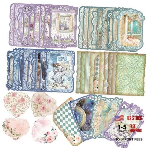 90 Sheets Vintage Scrapbook Paper Kit, Die-Cut Decorative and Decoupage Paper