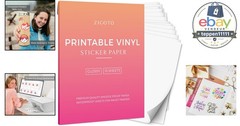 Printable Vinyl Sticker Paper 8.5 x 11 Inch Glossy White 15 Sheets