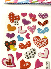 Heart Stickers Valentine Love Pink Red Purple Polka Dot Craft Lot of 2 NEW READ