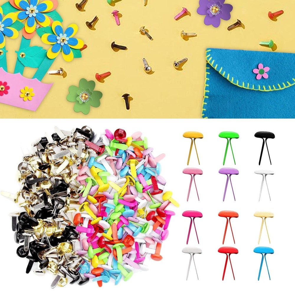 400Pcs Paper Fasteners Round Handmade for Scrapbook DIY Projects Arts Crafts