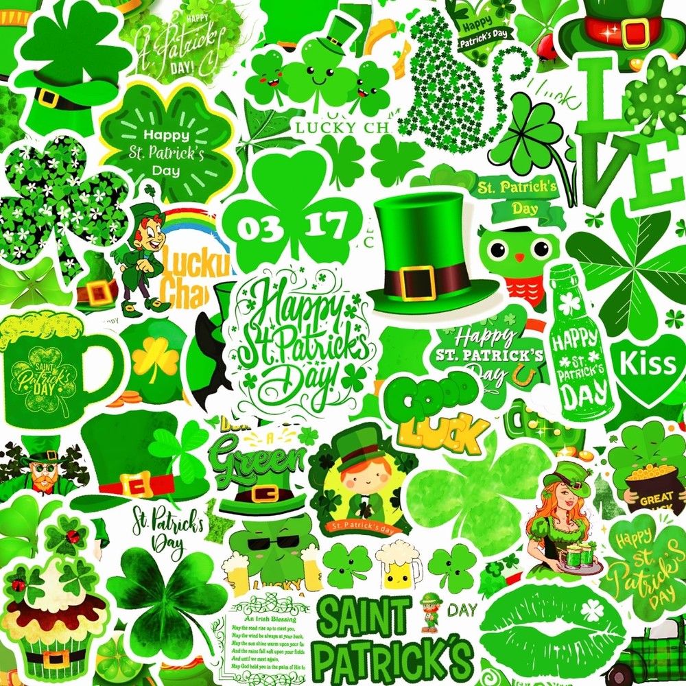 300 Pcs St. Patrick’s Day Shamrock Stickers, Vinyl Waterproof Irish Stickers …