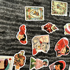 Valentine’s Stickers 50 Pack Retro VIntage Style Cute Heart Junk Journal New