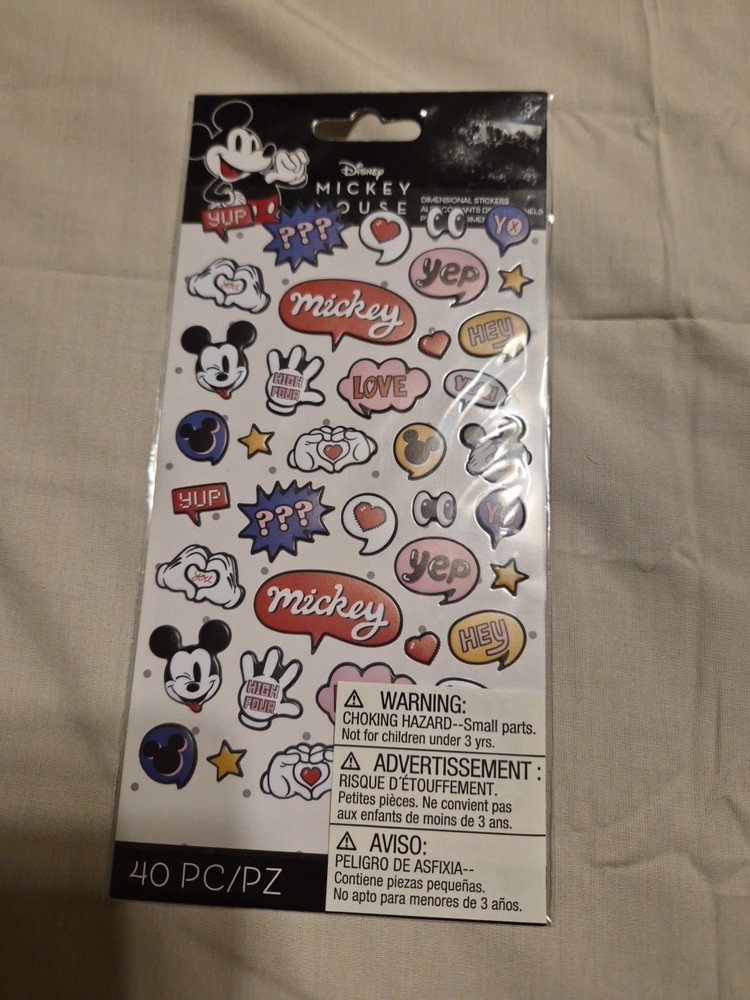 Disney Stickers American Crafts Mickey Mouse PUFFY Single Sheet 40pc New In Pack