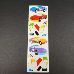 Vintage Mrs Grossmans Stickers Race Cars 2×6 Strip 2 Modules Track NASCAR Theme
