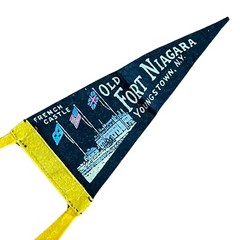 x2 Vintage Old Fort Niagara Pennant French Castle Youngstown NY Banner Flag Felt