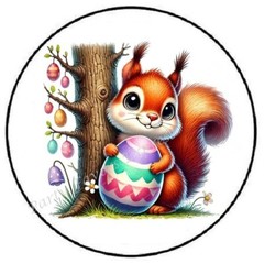 SQUIRREL WITH EASTER EGG ENVELOPE SEALS LABELS STICKERS PARTY FAVORS