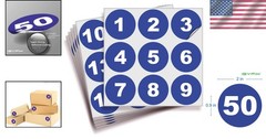 Blue Vinyl Number Stickers 1-50 – 2-Inch Waterproof Decals for Organizing
