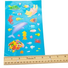 Vintage Hallmark Sticker Sheet Sea Creatures Cat Dolphin Cute Happy Fish Turtle