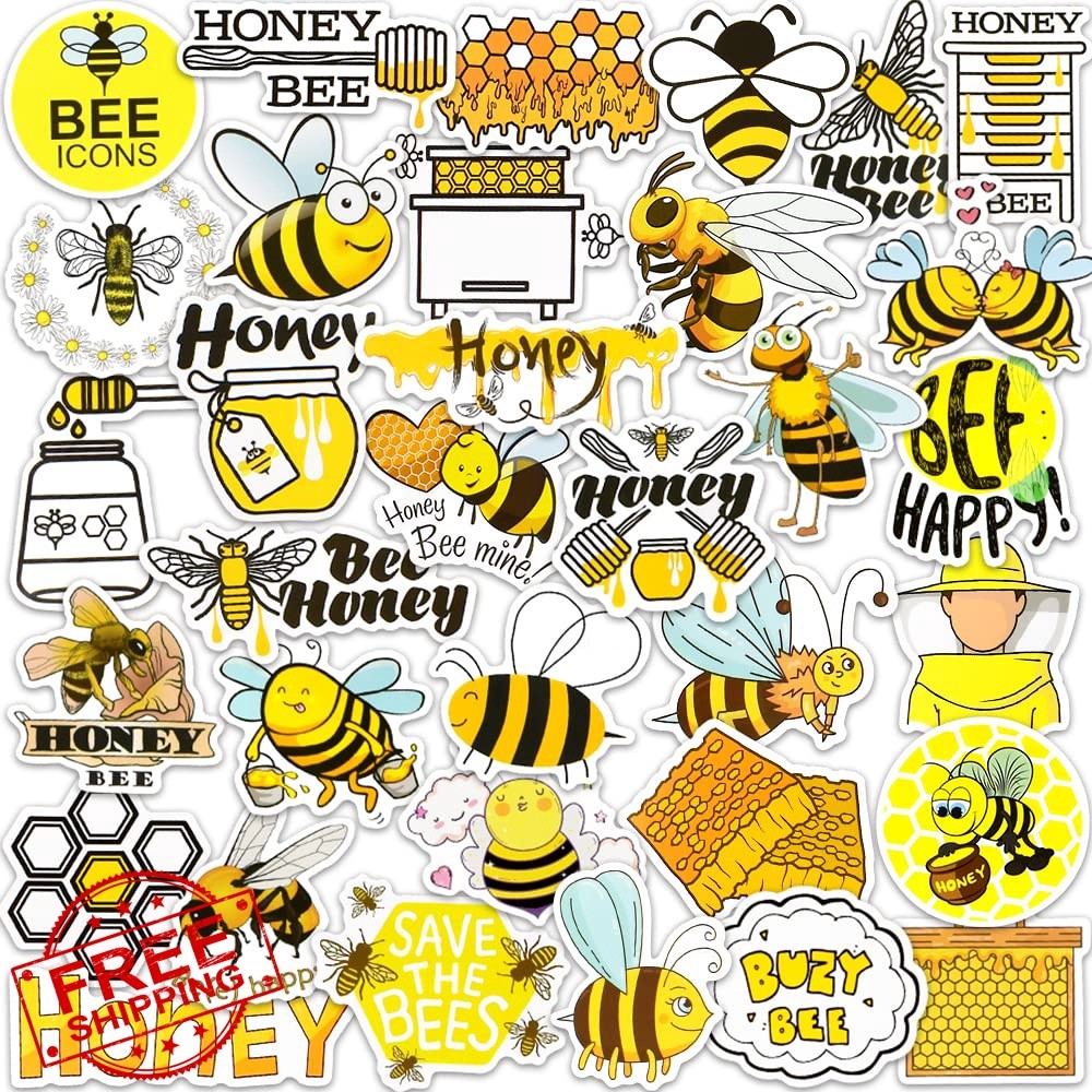 DETICKERS Cute Bee Party Favor Stickers for Kids 50 PCS Honey Bee Water Bottl…