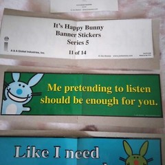 Lot of 4 Jim Benton Vending Machine Stickers Happy Bunny & Just Jimmy Y2K