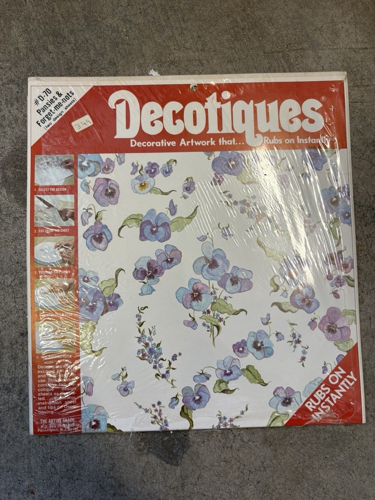 Vintage Decotiques Rub On Transfer D-70 Poppies & Forget-me-nots 2 Sheets