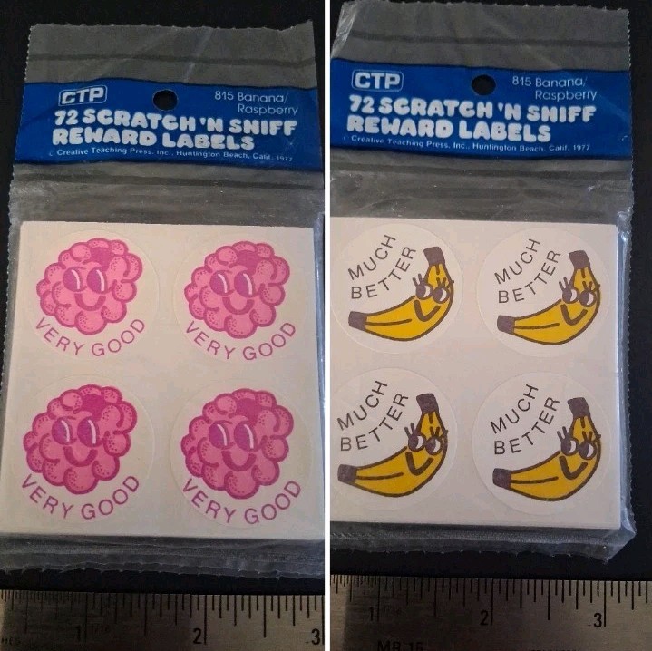 Vintage Stickers CTP Scratch And Sniff Sticker Pack Fruit Raspberry RARE NOS 80s