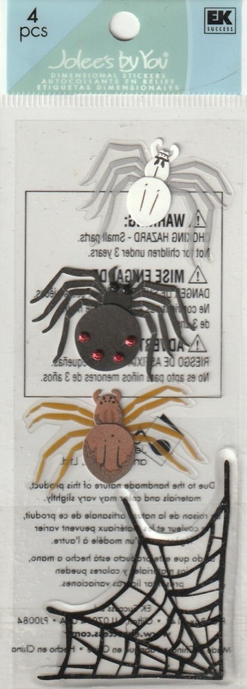 RARE Jolee’s 3-D epoxy stickers Halloween SPIDERS & WEB Fast FREE SHIP! 81288