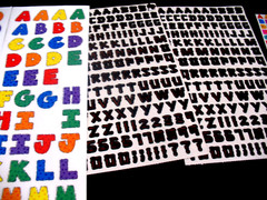Lot of 2 Sm Brown Letters /Numbers Sticker, Frances Meyer, colorful and Black
