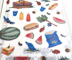 Jenn’s Penn Summer Picnic Clear Stickers Rare Ants Food Sandwich Watermelon New