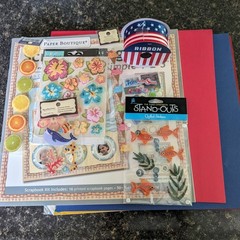 Summer 4th of July Scrapbooking Lot of 14 pieces Paper Stickers Ribbon new/used