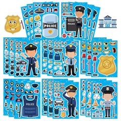 24 Sheets Make Your Own Policeman Stickers, Educational Theme Gift for Kids,