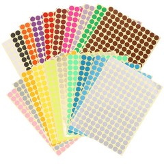Color Coded Round Sticker Labels for Home School Office Wide Application