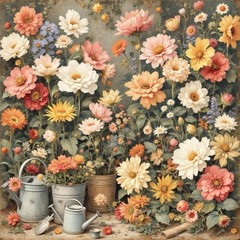 Spring Floral Flowers Decoupage Rice Paper For Ornament-Wood Art A4 1 Sheet