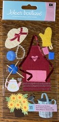 RARE Jolees GRANDMA Apron Knitting Tea Gardening Flowers Pearls Knitting Curlers