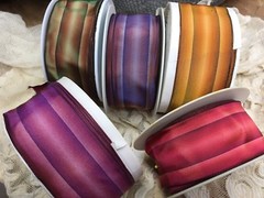 vintage stripe wire ombre acetate rayon 1.5″ ribbon 1yd made in France