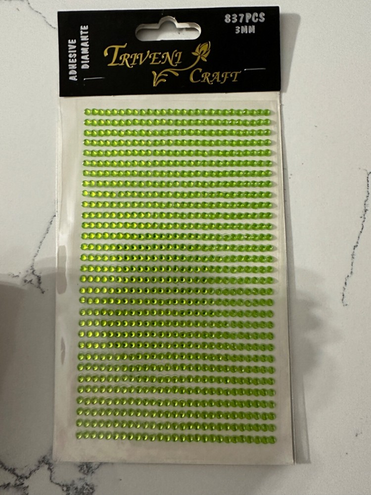 Triveni Craft 837PCS 3MM Adhesive Diamante Lt Green Rhinestones Scrapbooking Art