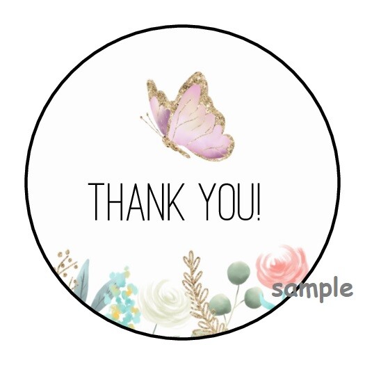 30 THANK YOU BUTTERFLY ENVELOPE SEALS LABELS STICKERS 1.5″ ROUND FLOWERS FLORAL