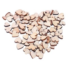 100pcs Different Sizes Rustic Wooden Pattern Love Hearts Shaped Wood Slices D…