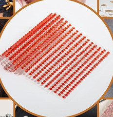 CraftbuddyUS 750pc x 3mm RED (30 stripes) Stick On Round Rhinestone Gems,DIY