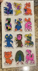 NOS Vintage Neon Puffy Stickadoos Animal Stickers card 70s-80s