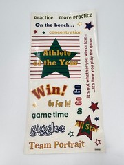 Sports Team Athlete Game Time Motivational Phrase Star Stickers Sheet 18 Pcs