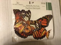 Floral Garden diecut butterflies 33 U choose pink gold or green + 40 «antenna»