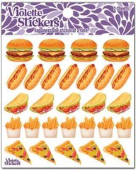 Violette Stickers 2 Sheets Mini Fast Food Pizza Fries Tacos Hot Dogs Hamburgers