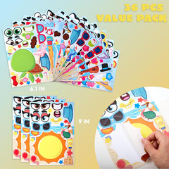 36 Pcs 9″X6″ Summer Make a Face Stickers for Kids, Make Your Own Hawaii Pool Bea