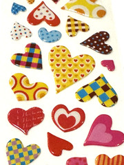 Heart Stickers Valentine Love Pink Red Purple Polka Dot Craft Lot of 2 NEW READ