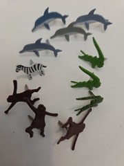 11pc Vintage Eyelet Outlet Animal Brads Dolphin Zebra Alligator Monkey Craft