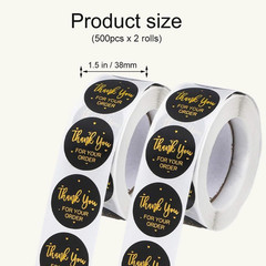 1000Pcs Thank You Stickers, 1.5 Inch, 2 Rolls, Thank You for Your Order Stickers