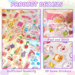 3D Puffy Stickers, 10 Sheets 500+ PCS Mini Kawaii Resin Decorative Stickers for