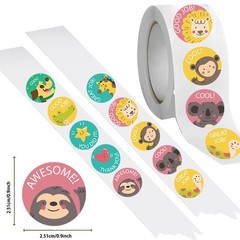 500 Pcs/Roll Teacher Reward Cartoon Stickers – Cute Roll Decals for Gifting, DIY