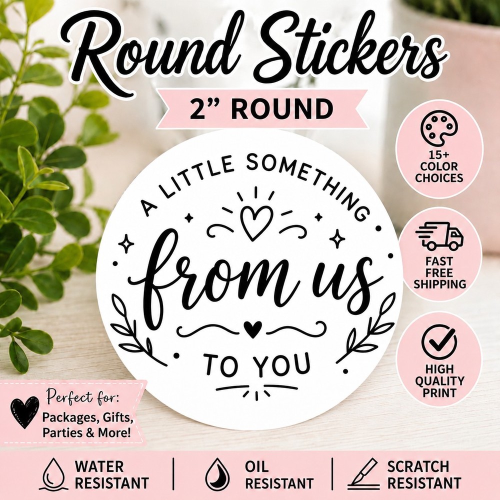 40 PARTY FAVOR STICKERS 2″ ROUND LABELS SEALS THANK YOU GIFT WEDDING BIRTHDAY