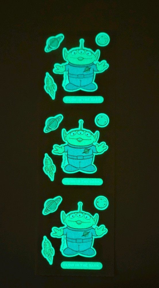 Vtg Sandylion Stickers Strip Toy Story Alien Glow In The Dark