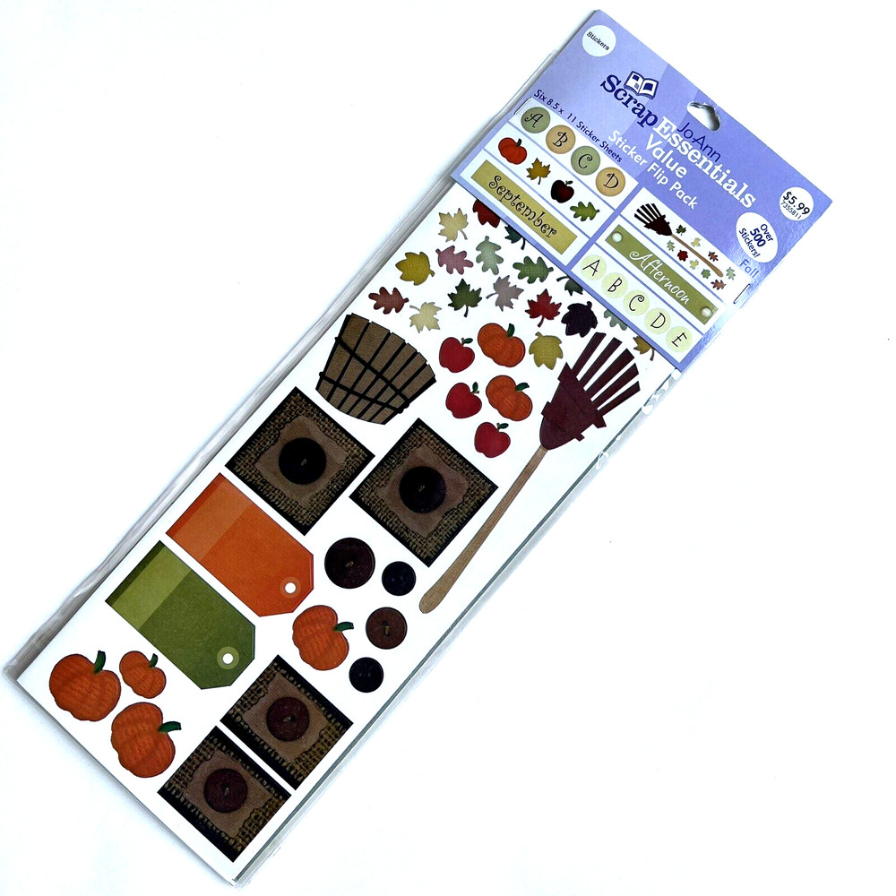 Jo Ann Scrap Essentials Autumn Fall Sticker Flip Pack Scrapbooking Cardmaking