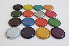 100 FLATTENED Colored Beer Bottle Caps Craft Crown Flat Colors Red Blue Pink