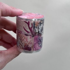 Vintage Style Pink Ocean Coral Collage Sticker Roll Junk Journal Scrapbooking